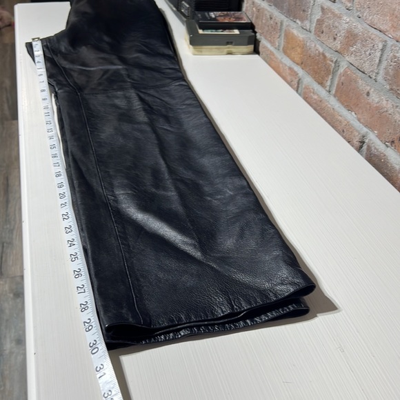 INC Jet Black Genuine Leather Straight Leg Mid Rise Pants - Picture 11 of 15